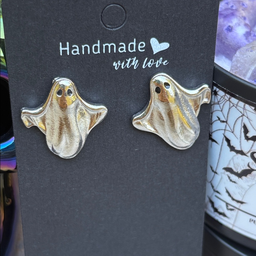 925 Silver Ghost post earrings